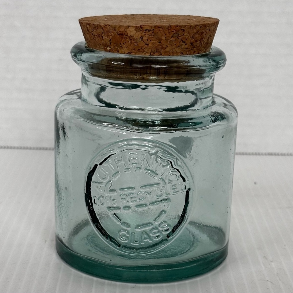 San Miguel 100% Authentic Recycled Glass Container Jar Cork Lid, 3.25”